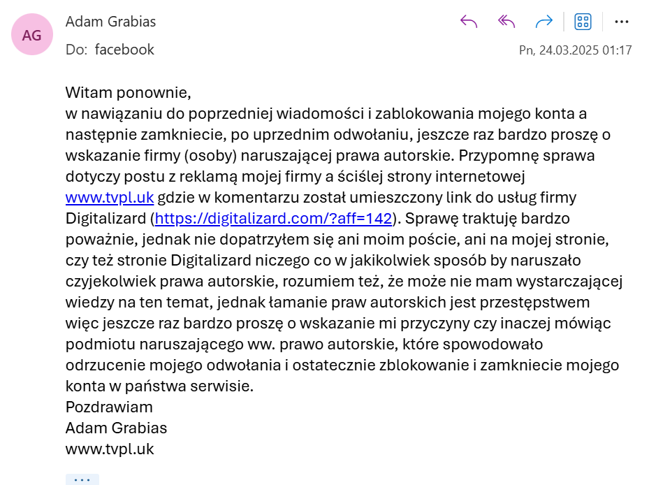 Brak aktywności na Facebook